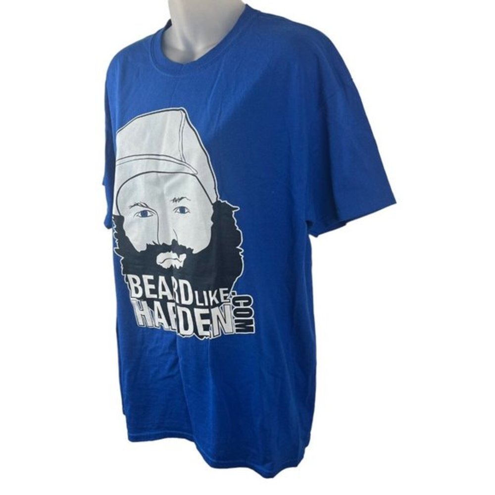 James Harden Beard Blue T-shirt Gildan Size Large Basketball OKC Thunder Playoff - Picture 6 of 8